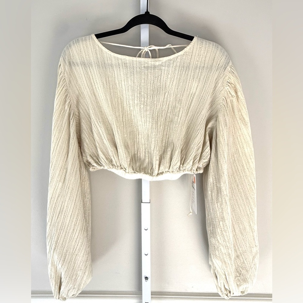 Significant Other Arwyn Crop Top Tie Back Cream/Sage NWT Size 4
